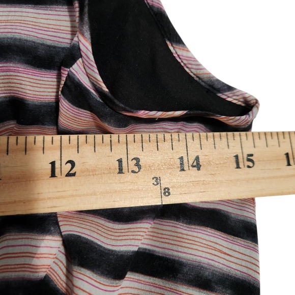 Theory Silk Mini Dress Size 0 Sleeveless Tiered Striped Pink Black Party Chic - Picture 5 of 9